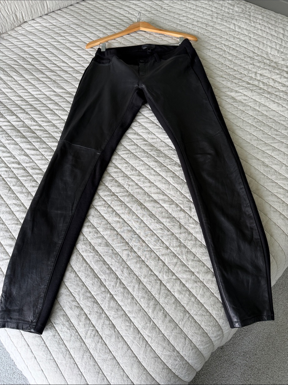 Danier Black Faux Leather Leggings - Stitch Detail